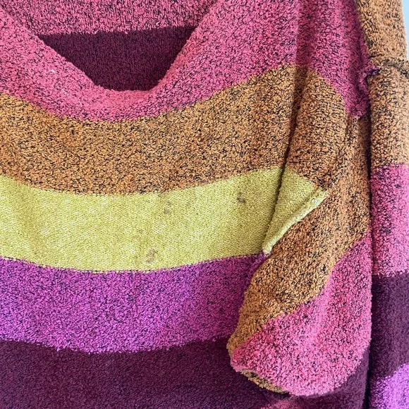 Free people candy land sweater womens large l colorful stripe shirt off shoulder - Picture 4 of 9